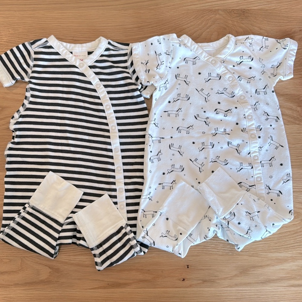 Hanna Andersson One Piece Romper, Black and White Bundle